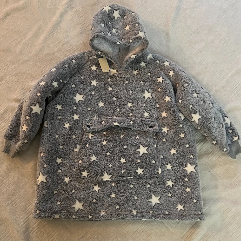 Warm Long Sleeve Fleece Oversized Hoodie Luminous Stars Winter New Blanket